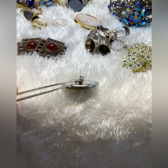 VINTAGE SILVER CAMEO ABALONE MOTHER OF PEARL ITALY Sterling 1850-1900’s C-clasp - Picture 12 of 12